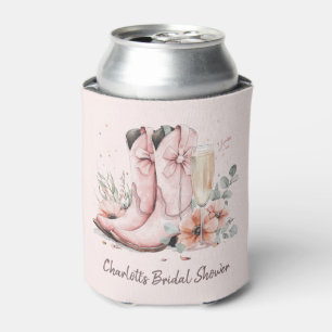 Pink Boots & Bubbly Champagne Glass Bridal Shower  Can Cooler
