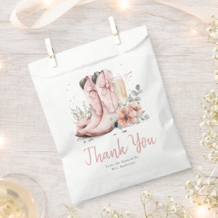 Pink Boots & Bubbly Champagne Glass Bridal Shower Favour Bags