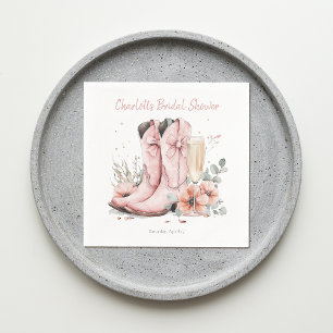 Pink Boots & Bubbly Champagne Glass Bridal Shower Napkin