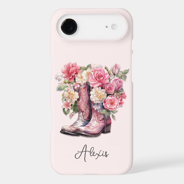 Pink Boots with Flowers Monogrammed (Back)