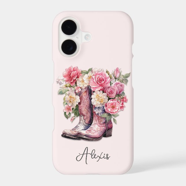 Pink Boots with Flowers Monogrammed (Back)
