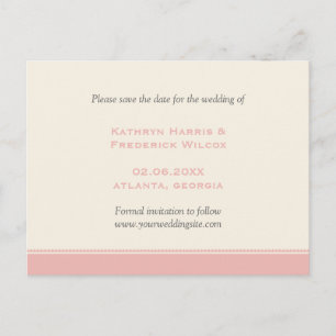 Pink border custom wedding save the date postcard
