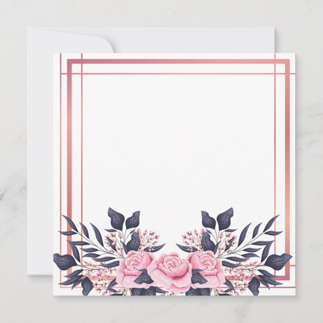 Pink Border Floral Bouquet Invitation (Front)