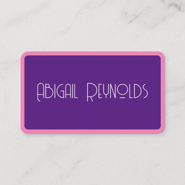 Pink Border on Purple Business Card (Front)