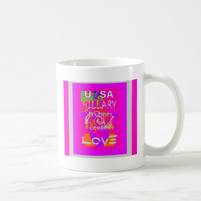 Pink Bordered Hillary Inspiration Art Print Coffee Mug (Right)