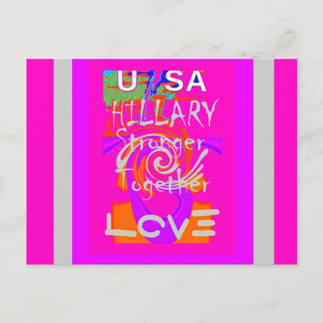 Pink Bordered Hillary Inspiration Art Print Postcard (Front)