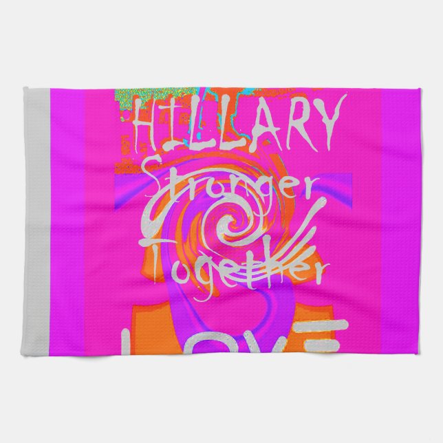 Pink Bordered Hillary Inspiration Art Print Tea Towel (Horizontal)