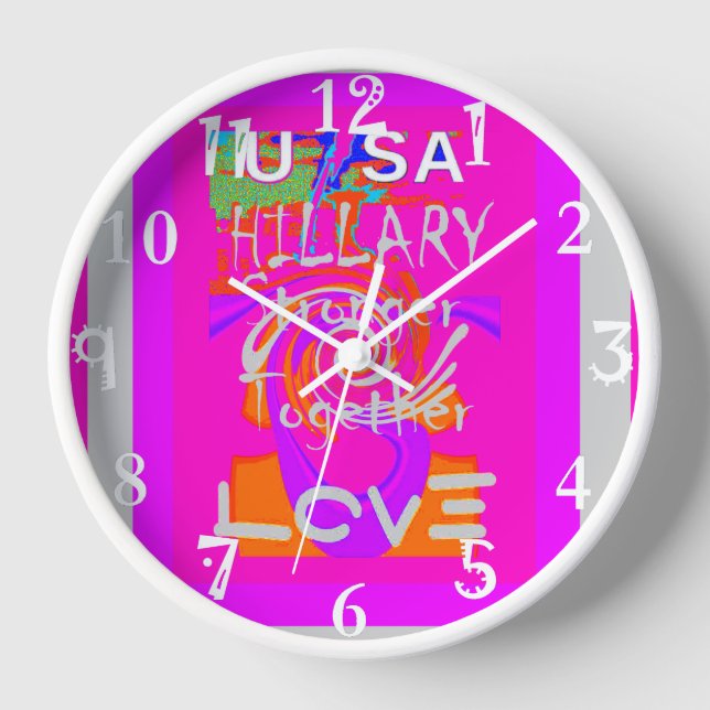 Pink Bordered Hillary Inspiration Art Print Wall Clock (Front)