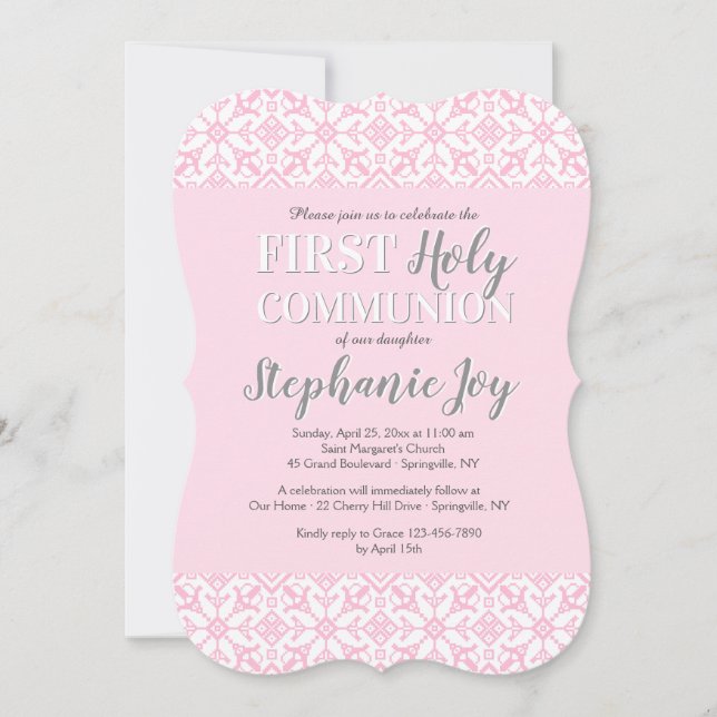 Pink Borders Religious Invitation (Front)