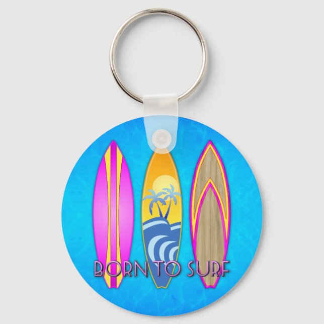 Pink Born To Surf Key Ring (Front)