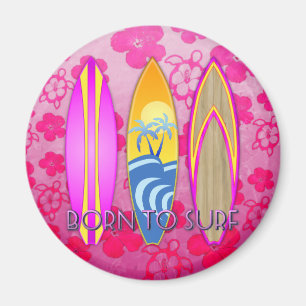 Pink Born To Surf Magnet
