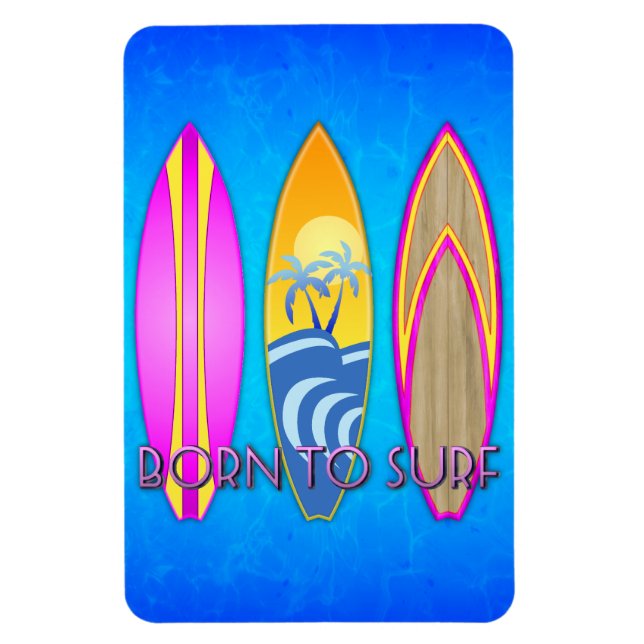 Pink Born To Surf Magnet (Vertical)
