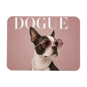 Pink Boston Terrier Dog Covergirl Magnet