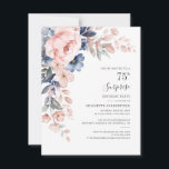 Pink Botanical 75th Birthday Floral Bloom Invitation<br><div class="desc">Dusty Blue Pink Floral Surprise 75th Birthday party budget invitation you can easily customise with your party details by clicking the "Personalise" button. 
Repurpose for other events and milestones birthdays
TIP: Other matching items are available with this design from your party treats,  decor,  and much more</div>