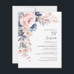 Pink Botanical 75th Birthday Floral Bloom Invitation<br><div class="desc">Dusty Blue Pink Floral Surprise 75th Birthday party budget invitation you can easily customise with your party details by clicking the "Personalise" button. 
Repurpose for other events and milestones birthdays
TIP: Other matching items are available with this design from your party treats,  decor,  and much more</div>