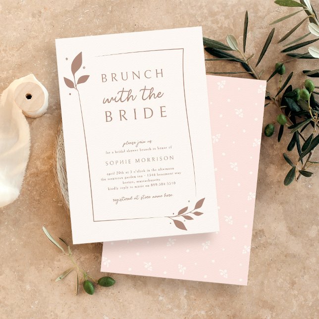 Pink Botanical Brunch With The Bride Bridal Shower Invitation (Creator Uploaded)