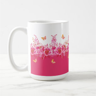 Pink Botanical Butterflies Mug