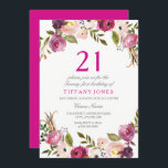 Pink Botanical Floral 21st Birthday Party Invite<br><div class="desc">Pink Botanical Floral 21st Birthday Party Invite
Contact us for matching items or see our store</div>