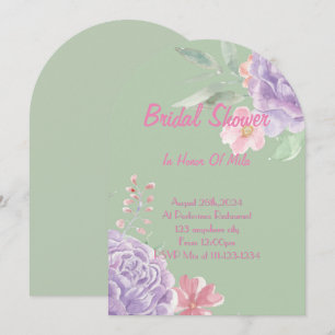 Pink botanical floral bridal shower invitation