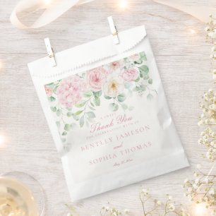 Pink Botanical Floral Hydrangea Wedding Dessert Favour Bags