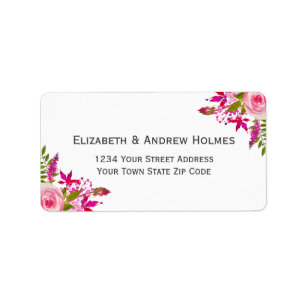 Pink Botanical Floral Wedding Return Address Label
