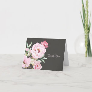 Pink Botanical Folded Thank You Card