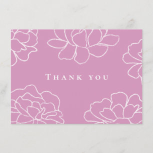 Pink Botanical Modern Wedding Thank You Card