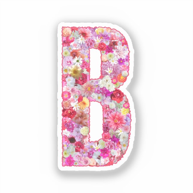 Pink Botanical Monogram Floral Letter B Initial (Front)