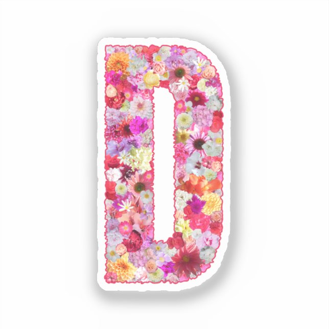 Pink Botanical Monogram Floral Letter D Initial (Front)
