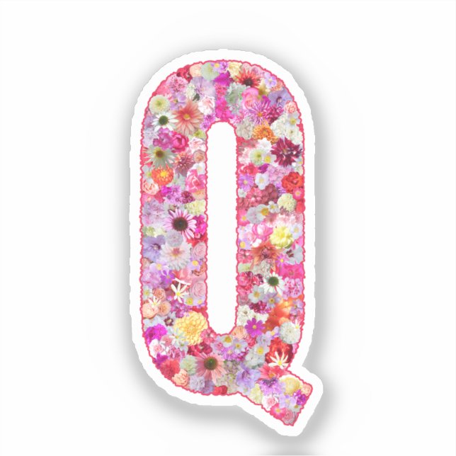 Pink Botanical Monogram Floral Letter Q Initial (Front)