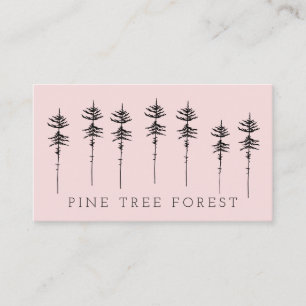 Pink Botanical Pine Tree Forest Business Card