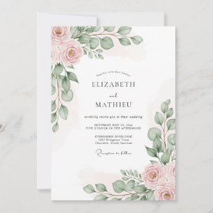 Pink Botanical Romance Wedding Invitation