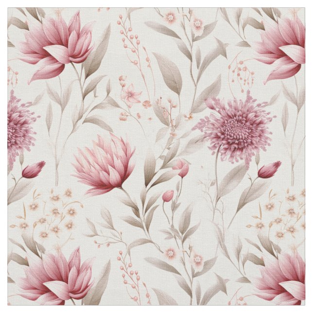 Pink botanical rustic cosy design fabric (Close Up)