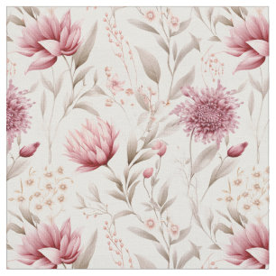 Pink botanical rustic cozy design fabric