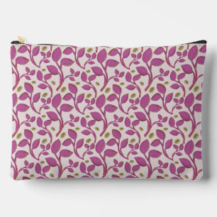 Pink Botanical Vine Pattern   Elegant Floral Leaf  Accessory Pouch