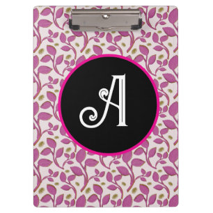 Pink Botanical Vine Pattern Elegant Floral Leaf Clipboard