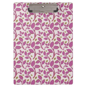 Pink Botanical Vine Pattern Elegant Floral Leaf Clipboard