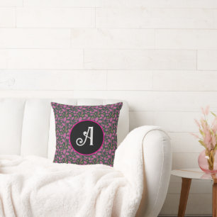 Pink Botanical Vine Pattern Elegant Floral Leaf Cushion