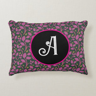 Pink Botanical Vine Pattern Elegant Floral Leaf Decorative Cushion