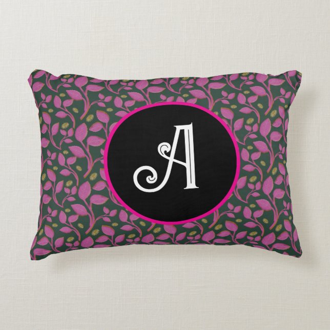 Pink Botanical Vine Pattern | Elegant Floral Leaf  Decorative Cushion (Front)