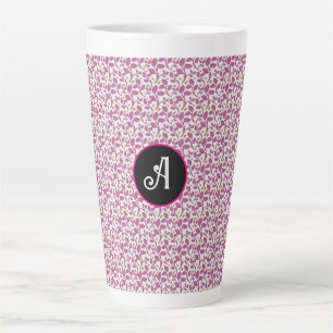 Pink Botanical Vine Pattern Elegant Floral Leaf Latte Mug