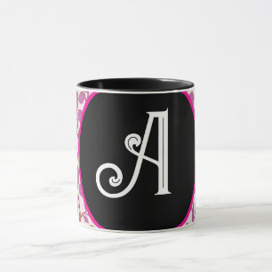Pink Botanical Vine Pattern Elegant Floral Leaf Mug