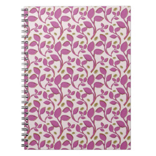 Pink Botanical Vine Pattern Elegant Floral Leaf Notebook