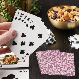 Pink Botanical Vine Pattern Elegant Floral Leaf Playing Cards