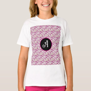Pink Botanical Vine Pattern   Elegant Floral Leaf  T-Shirt