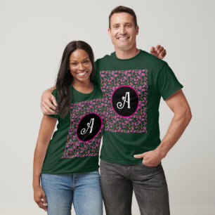 Pink Botanical Vine Pattern Elegant Floral Leaf T-Shirt