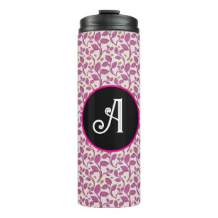 Pink Botanical Vine Pattern Elegant Floral Leaf Thermal Tumbler
