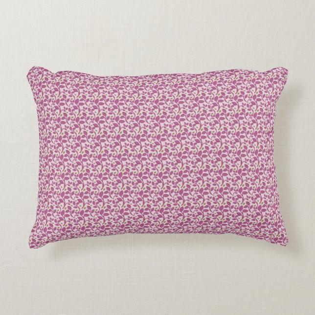 Pink Botanical Vine Pattern Floral Nature Design Decorative Cushion (Front)
