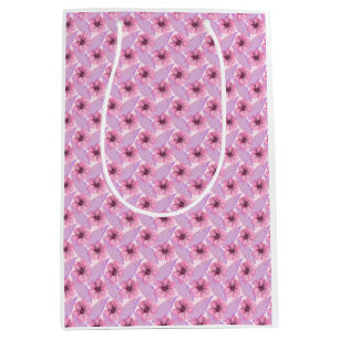 Pink Botanical watercolor Floral Nature Design B Medium Gift Bag