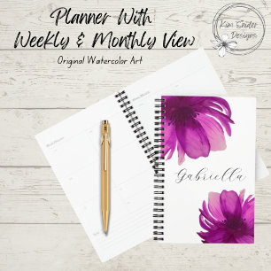 Pink Botanical Watercolor Flowers Planner